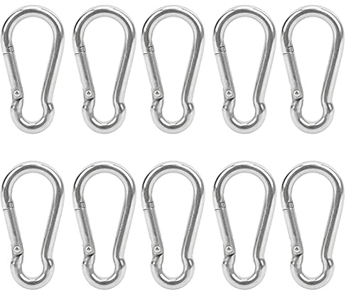 Mousqueton Inox, 10 pièces Crochet à ressort Mousqueton Balancoire Accessoires Balancoire Exterieur 90 kg pour crochet rapide pour Charges Lourdes, Sports, Chiens de Serrure