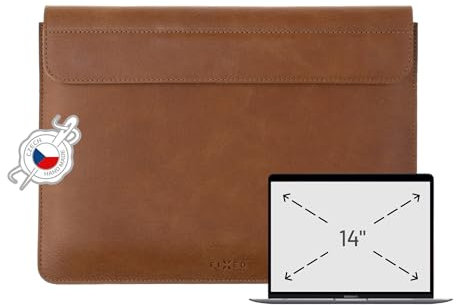 FIXED Oxford für MacBook | Ledertasche aus ital. Echtleder | Handgenäht in Tschechien (MacBook Pro 14, Brown)