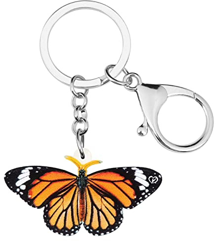 DOWAY Acrylique Coloré Morpho Floral Papillon Porte-Clés Breloque Insecte Porte-Clés Pour Femme Fille Sacs À Main Porte-Monnaie Ceinture Décorative