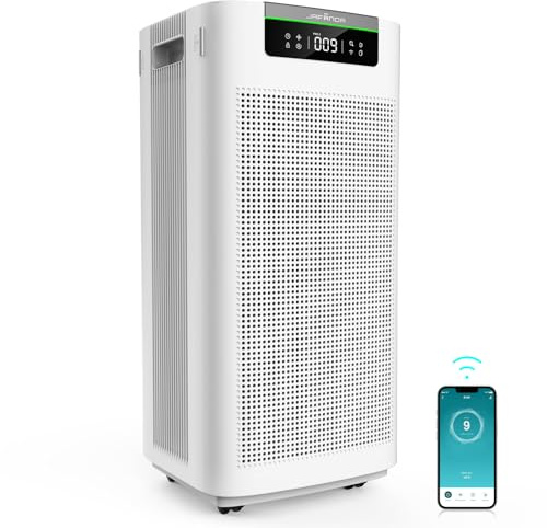 Jafända Air Purifier for Home Large Room 3800 ft², APP & Alexa, Ture HEPA Activated Carbon Air Filter, Smart HEPA Air Purifiers for Office Remove Dust Pollen Smoke Allergies Mold Odors Pet Dander VOCs