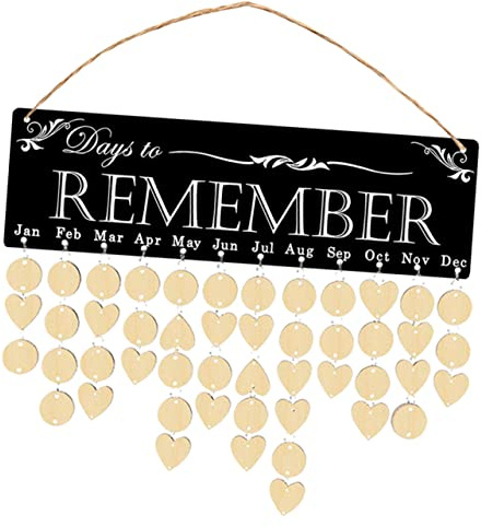 Toyvian Tablero Recordatorio de Vacaciones para Calendario de Cumpleaños DIY Calendario de Madera Etiquetas para Recordatorio de Cumpleaños Familiar y Decoración de Pared