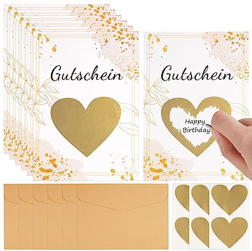 DIY Rubbelkarten mit Umschlägen Set, 6Stück Rubbelkarten Selbst Beschriften