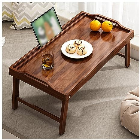 IMYOGI Exquisiter Klappbett-Laptop-Schreibtisch, Couchtisch, tragbarer Erkerfenstertisch, Essenstablett, für Tatami, Teestube, Balkon, Wohnzimmer, Außenbereich (Farbe: Braun, Größe: 40 x 30 x 20 cm)