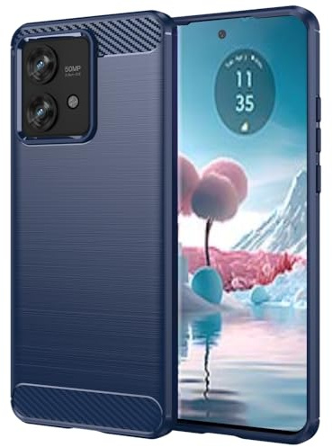 Folmecket Funda para Moto Edge 40 Neo, Fibra de Carbono Resistente a los arañazos, absorción de Golpes, Funda Protectora de Goma Suave TPU para Motorola Edge 40 Neo 2023 de 6.55 Azul
