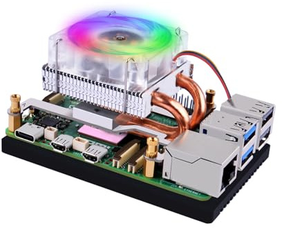 GeeekPi ICE Tower Cooler für Raspberry Pi 5, Pi 5 Aluminium Aktiver Kühler mit Lüfter für Raspberry Pi 5 4GB/8GB/16GB