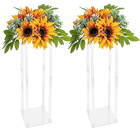HPDTZ Blumenständer , Pflanzenständer , Blumenregal Blumentreppe Outdoor , Klarer Hochzeitsblumenständer Acryl Rechteckig Modern Freistehend 2er Pack 25*25*100cm