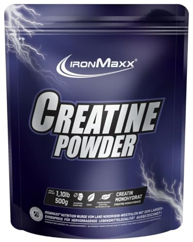 IronMaxx Creatine Powder - 500 g Beutel | 100% reines Kreatinmonohydrat | Hochwertiges Creatine Pulver ohne Zusätze | Vegan & geschmacksneutral