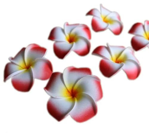 Künstliche Plumeria-Blumen aus PE-Schaum, Frangipani, Kopfschmuck für Zuhause, Garten, Eierblumen, Hochzeitsdekoration, Event- und Partyzubehör, 10 Stück, rot, 7 cm