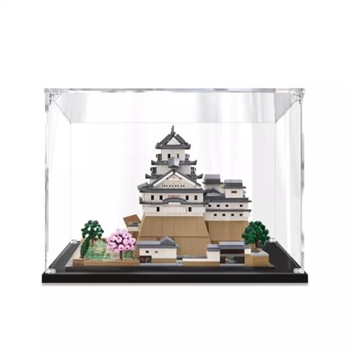 AYKLFNW Acryl Vitrine für 21060 Burg Himeji Baustein Modell, Staubdichte Transparente Schaukasten, 3mm, Schwarz