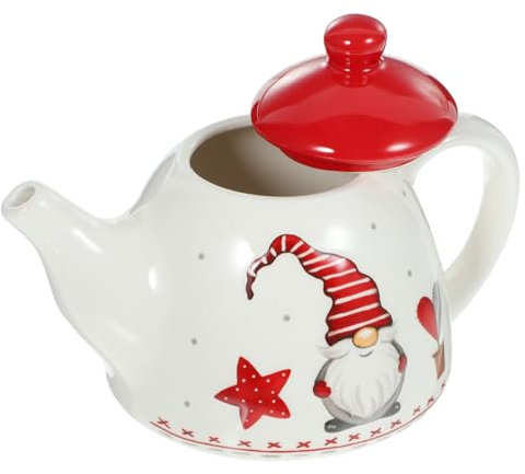PRETYZOOM Teiera Natalizia in Ceramica Da Manico Laterale Comodo, Resistenza Al Calore Elevata e Design Decorativo Per Uso Domestico e Feste Di Natale