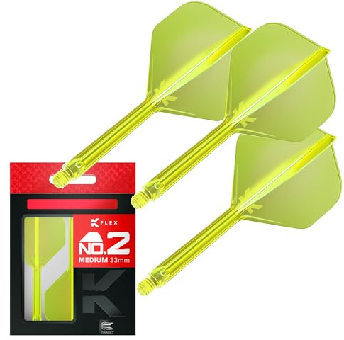 Target Darts K Flex Integrated Dart Flight And Shaft, No.2 Gul (Medium) | 3-Pack K-Flex - Nej 2, Kflex Precision Moulded 2-i-1 Dart Flights And Dart STEM