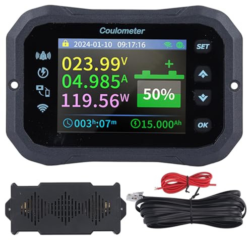Monitor Batteria WIFI, Capacità 400A 10-100V Schermo a Colori Rilevamento Bidirezionale Tester Al Piombo Acido per Auto RV