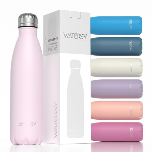 WATERSY Borraccia Termica 500ml Acciaio Inox 18/8, Impermeabile Senza BPA Bottiglia termica - Caldo 12h/Freddo 24h per Scuola, Palestra, Sport, Viaggio - Bambini e Adulto (Rosa)