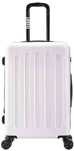 Flexot® F-3045 | Koffer mit V-Erweiterung | Alu-Teleskopgriff | 360° Räder leise rollend | Reisekoffer | Trolley | Aufgabegepäck | (Weiß, L, mittlerer Koffer)