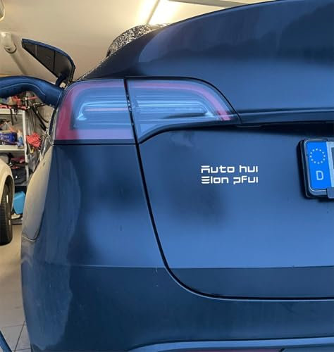 Auto hui - Elon pfui - Tesla Vinylcut Sticker Aufkleber 12x4 cm, Farbe nach Wunsch (orange)