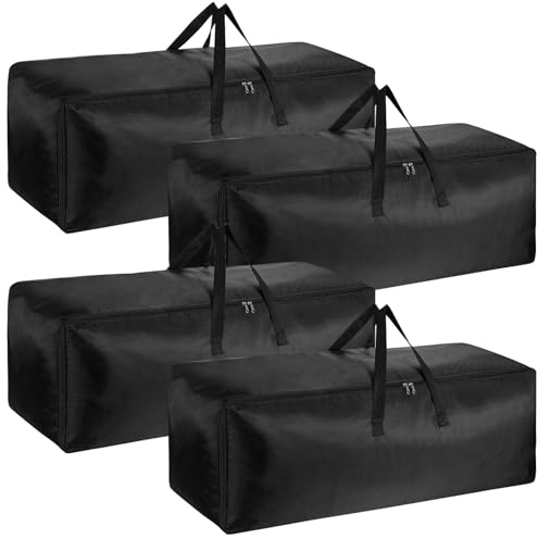 Paquete de 4 bolsas de lona de viaje deportivas grandes de 130L, resistentes al agua, resistentes, plegables con cremalleras de metal para camping, mudanzas, equipaje de tela Oxford 1680D, bolsa de