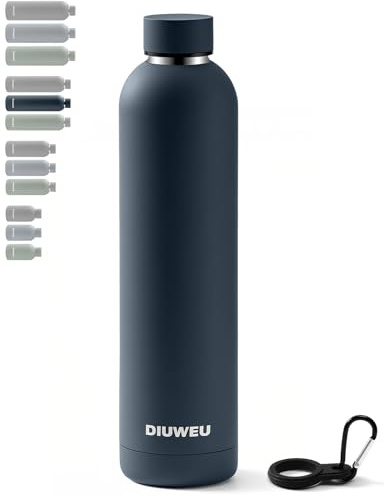 Stainless Steel Water Bottle Double Wall, Insulated Metal Water Bottle with Clip, 350ml/500ml/750ml/1L, BPA Free, 24hrs Cold & 12hrs Hot, Suitable for Sports, Camping, Hiking, Cycling, Gym, Travel