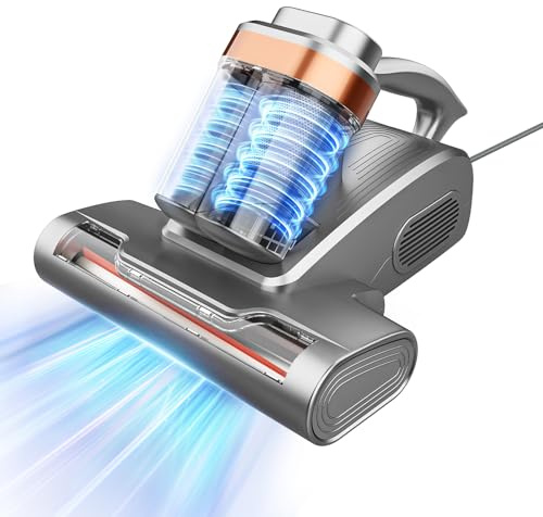 Tiazhan Aspirateur Matelas Anti Acariens, Lumière UV-C et 400 W| Élimine 99,9% | Air Chaud à 60 °C, Filtre HEPA et Dépoussiéreurs Doubles de0.5L,pour Convient aux Lits et aux Canapés