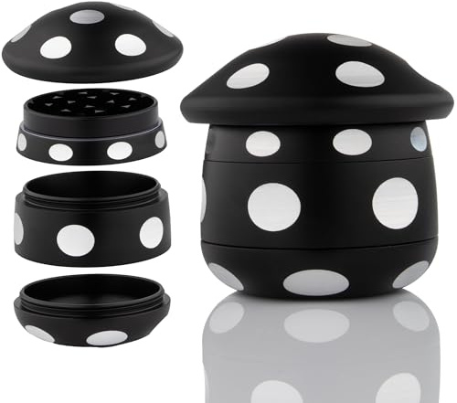 Viberium Metal Grinder 1.8 Inch - Herb Grinder, 4 Piece Grinders, Crusher | Cool Dry Herb Mill, Big Large Premium Steel Novelty Ginder, Accessories Gifts, 4 Chamber XXL Geinder, Black