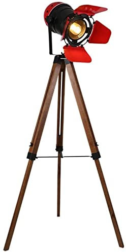 Rétro Creative Led Plancher Fer Forgé Bois Massif Lampadaire Style Industriel Vintage Trépied En Bois Lampadaire Métal Spot Salle À Manger Salon Hauteur Réglable (110220 V) It's so kind of you