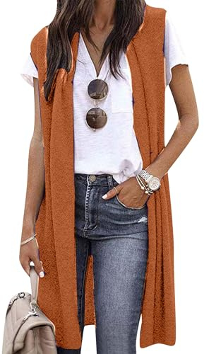 YMING Donne Gilet Lungo Casual Che Scorre Cardigan Morbido Elasticizzato Cappotto Spolverino di Tendenza