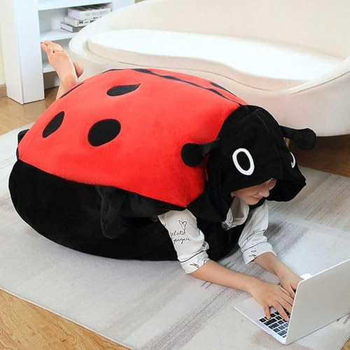 Wearable Ladybug Pillow, Cute Ladybug Stuffed Animals Costume Cushion Plushie Gifts, Soft & Breathable, Skin-friendly & Supportive, Funny Winter Plush Home Decoration (100cm/39.4in)