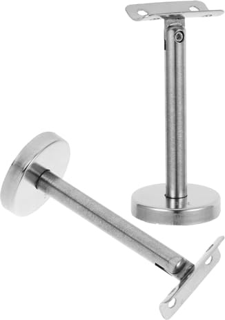ORFOFE Soportes de Barandilla de Escalera Ajustables de Acero Inoxidable Soporte de Pasamanos Recto de 112 X 5 CM Fijación a Pared para Interiores y Exteriores 2 Piezas para