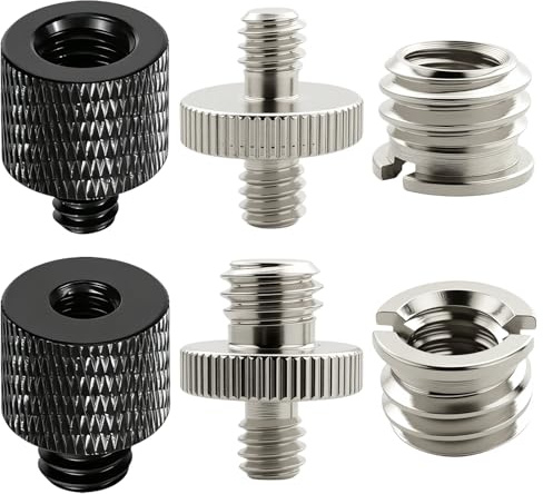 6 Stück Stativ Schraube Adapter Set, Stativadapter 1/4 auf 3/8 Zoll Gewinde,Kamera & Mikrofonstativ Adapter Set mit Doppelschraube