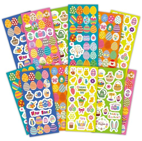 Påskäggssticker, 280 stycken, påsklistra, ägg, Påsk, påskägg, kycklingar, barnblommor, påskadekor, påskadekor