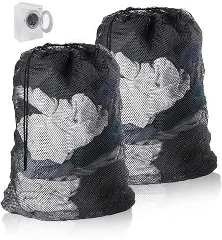 2PCS Netted Laundry Bags, 70x90 cm Drawstring Laundry Bag