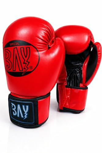 BAY Future Boxhandschuhe für Training und Wettkampf, Maximaler Schutz & Stabilität | Box Handschuhe für Boxen, MMA, Muay Thai & Kickboxen | Größen 8-10 oz, Erwachsene & Kinder, 10 Unzen, Rot/Schwarz