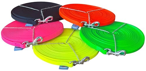 BioThane® Schleppleine genäht, 10m/13mm, mit Handschlaufe, Neonorange