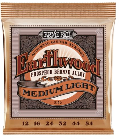 Ernie Ball Earthwood medium ljus fosfor brons akustisk gitarr strängar 3-pack - 12-54 mätare