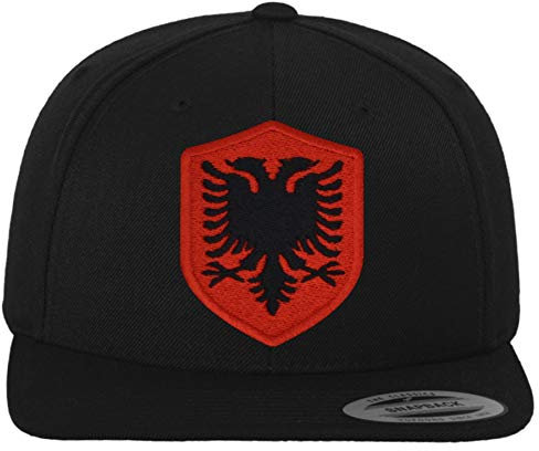 FanShirts4u Classic Snapback ALBANIEN mit Wappen Baseball Cap ALBANIA (schwarz/Wappen rot)