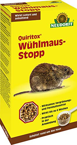 Neudorff Quiritox Wühlmaus-Stopp – Auslegefertiges Fernhaltemittel vertreibt Wühlmäuse und andere Nagetiere schnell aus Gängen, Nestern und Bauten, 200 g