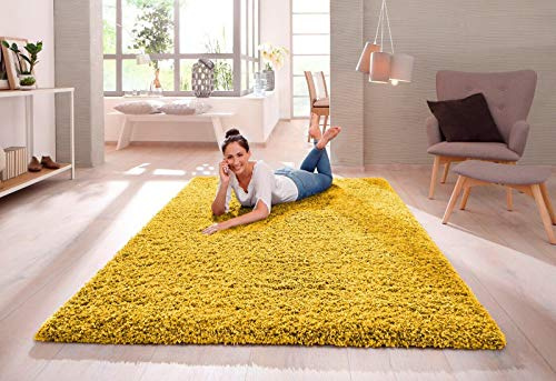 SHAGGY RUG 30MM / 3cm Modern Rugs Living Room Extra Large Small Medium Rectangular Size Soft Touch Thick Pile Living Room Area Rugs Non Shedding (Ochre Yellow, 120cm x 170cm (4ft x 6ft))
