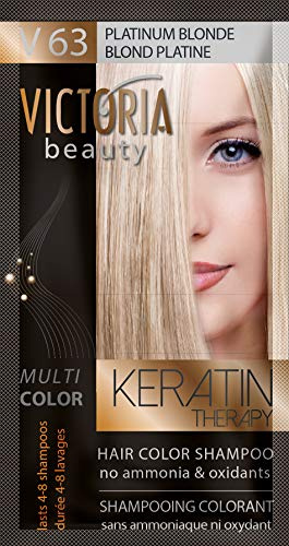 Victoria Beauty – Color Shampoo för färgat hår med keratin, nyansschampo utan ammoniak och oxidanter platina blond hårfärg i rostfritt stål 63 (6 x 40 ml)