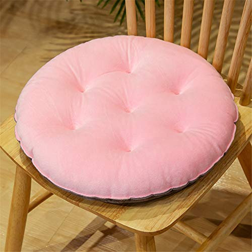 Nicole Knupfer 2er Set Sitzkissen, Stuhlkissen mit Bändern, Samt Kissen Sitzauflage Stuhlauflage für Indoor und Outdoor (Pink,Rund 40 cm)