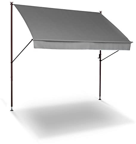 Angerer Klemmmarkise Style mit Handkurbel, Terrasse/Balkon, einfache Montage ohne Bohren, Made in Germany, hochwertiger Stoff, UV-beständig, höhenverstellbar, wasserabweisend, 400 cm grau