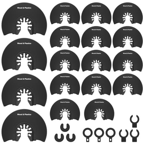 GWCYMYD 18 lame per sega multitool semicircolari, lame oscillanti, in acciaio al carbonio con 9 rondelle, accessori oscillanti, strumenti per legno, plastica, metallo morbido