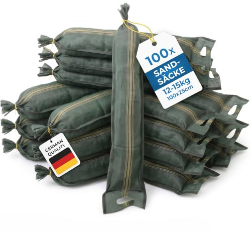 100x Sandsäcke - Sandsack Hochwasserschutz – Silosandsäcke ungefüllt – Silosäcke Wassersperre Hochwasser (25 x 100 cm)