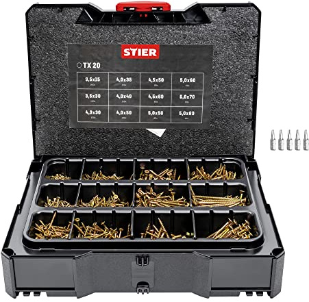 Systainer I T-LOC STIER avec 1 380 vis à panneaux de particules