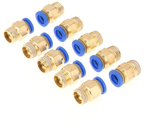 Set di 10 Raccordi Pneumatici Diritti PC8-02, Tubo 8mm Filetto 1/4, per Aria