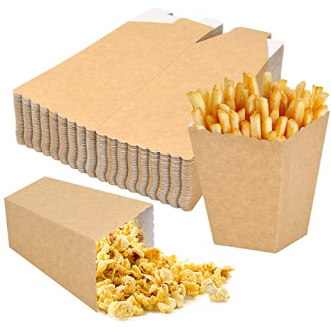 50 Piezas Cartones de Palomitas, Pequeñas Bolsas Palomitas, Papel Kraft Cartón Caramelo Contenedor, Cajas de Palomitas de Maíz para Carnaval Boda Noches de Cine Cumpleaños Fiesta (S)