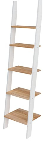 ASHME Bücherregale mit Eschenholz Regale, 45cm Breit x 180 cm Höhe, FSC Holz, Einfache Montage | Weiß