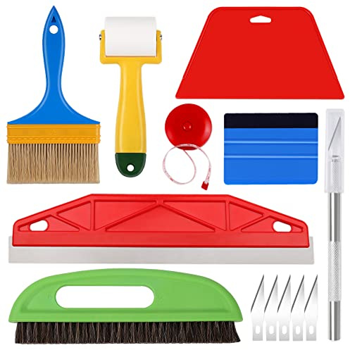 WRAPXPERT Wallpaper Smoothing Tools,Wallpaper Tool Kit with Squeegee Smoother,Seam Roller,Wallpaper Brush for Peel and Stick Hanging,Contact Paper,Vinyl Application,Wall Tile