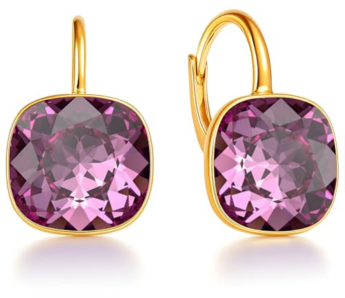 Ohrringe 925 Silber Österreichische Zirkonia - 24 karat Vergoltet Schmuck für Frauen und Mädchen - Hängeohrringe Ideal für Geschenke für Fraue