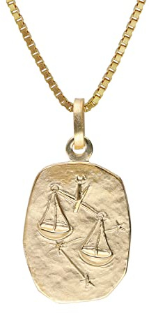 trendor Waage Sternzeichen Gold 333 / 8K mit vergoldeter Silberkette | klassischer Tierkreiszeichen Anhänger für Damen und Herren, zeitloser Halsschmuck