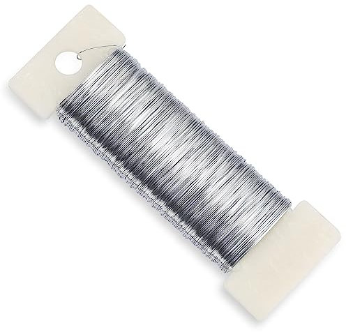 Schmuck-Häkeldraht Ø 0,35 mm Basteldraht Silber 50 m Blumendraht Draht zum Dekorieren DIY Schmuckdraht Weich Handwerk Draht für Schmuckherstellung Blumenstrauß Stängelwickel