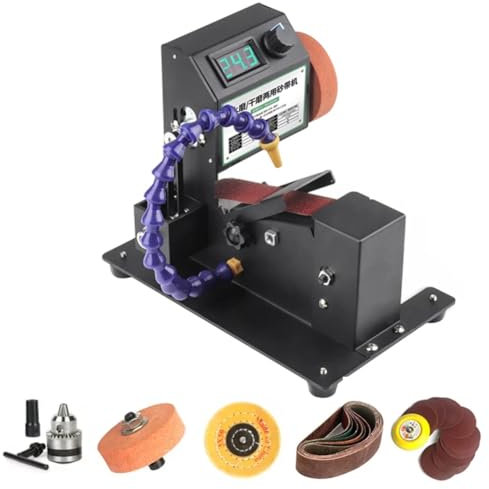 Mini máquina de cinta abrasiva de agua, máquina pulidora eléctrica doméstica, mesa de cuchillo, máquina rectificadora de cinta de papel de lija con pantalla digital, para desoxidar, decapar, pulir